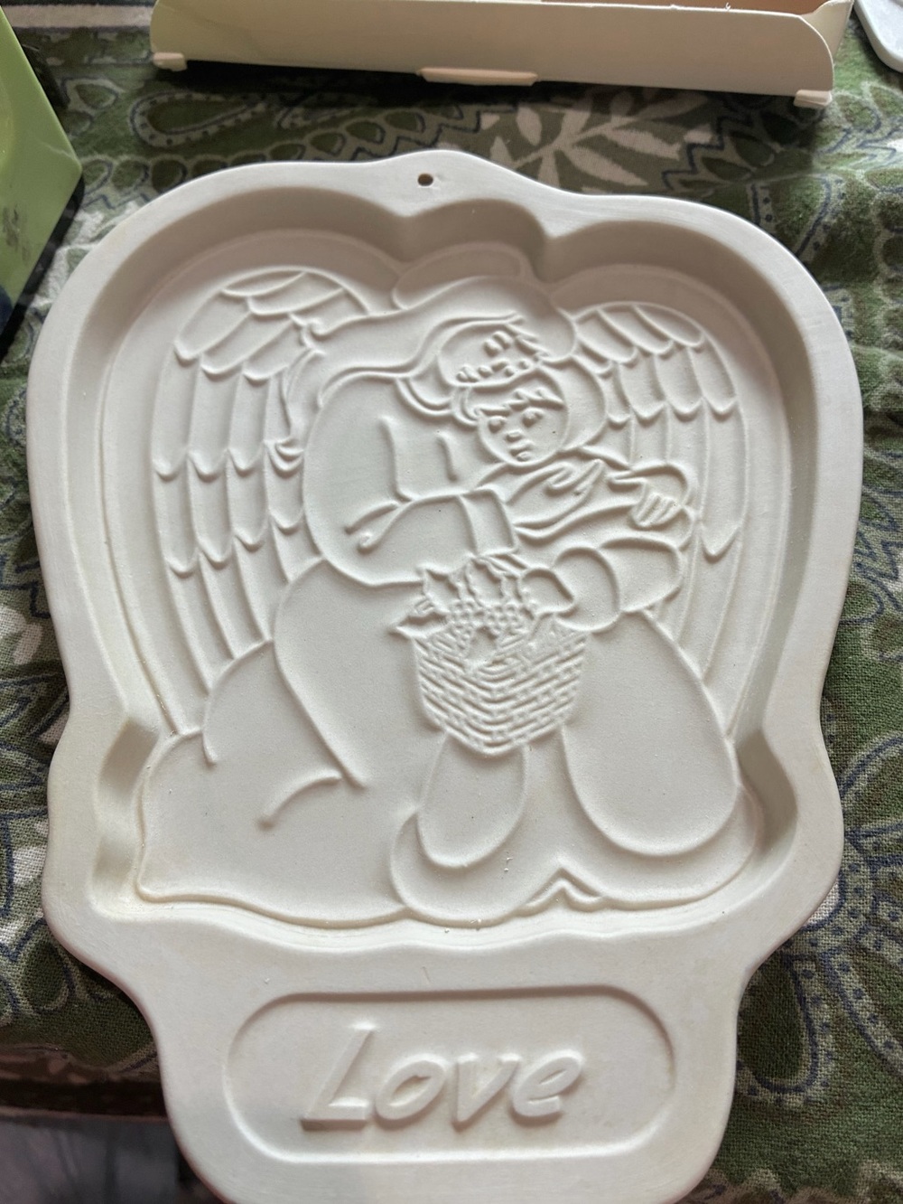 Longaberger 1995 Angel Series Cookie Mold. EC. 7.5”x6”. Original Box. “Love”